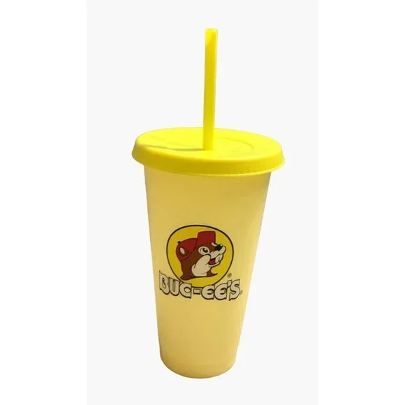 3 Buc-ee's Bucee's Tumbler 25oz Color Changing Cup Lid Straw Pink Green Yellow - Picture 9 of 12